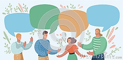 Group discussion, friends talk to each other Vector Illustration