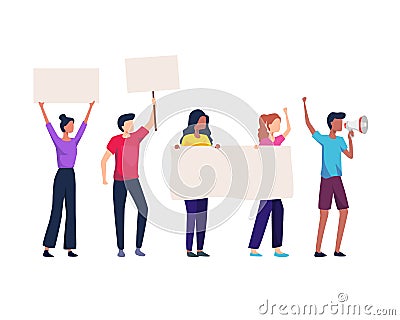 Vector illustration of Group of protesting people Vector Illustration