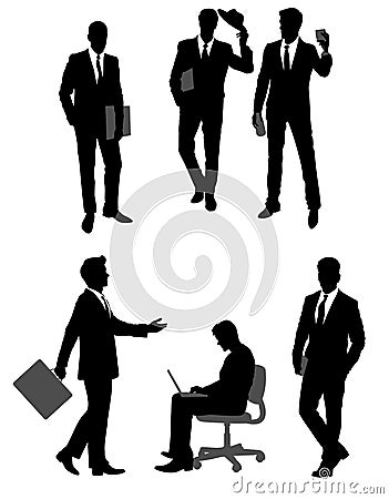 Group scene of businessmen silhouettes Vector Illustration
