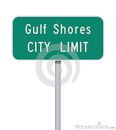 Gulf Shores City Limit road sign Cartoon Illustration