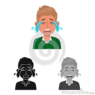 Vector design of guy and cry sign. Collection of guy and tears vector icon for stock. Vector Illustration