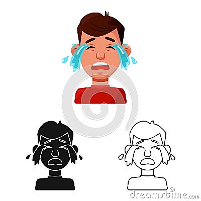 Vector design of guy and cry icon. Collection of guy and tears vector icon for stock. Vector Illustration