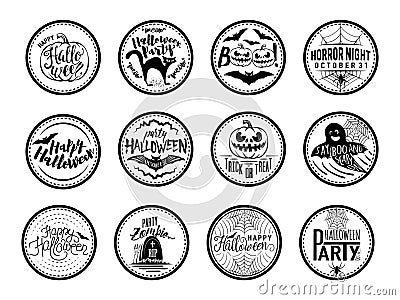 Vector illustration of halloween Badges and Design Elements with symbols Vector Illustration