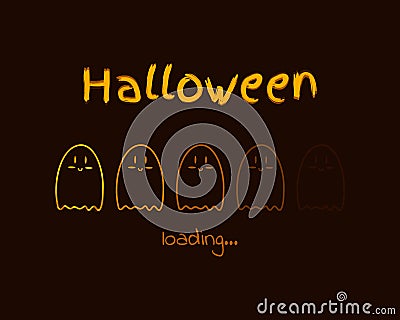 Vector illustration. Halloween loading. Download. Black and oran Vector Illustration