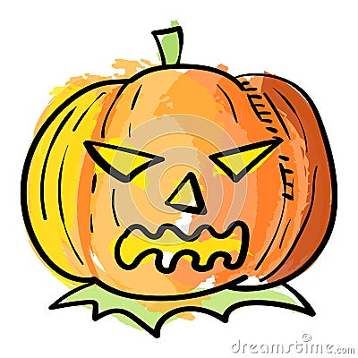 Halloween pumpkin in watercolor effect Vector Illustration