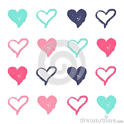 Hand draw colorful set of heart for background Vector Illustration