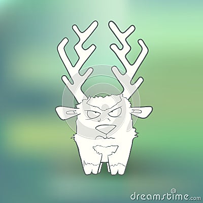 Vector Illustration Hand-drawn angry deer with Vector Illustration