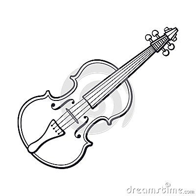 Doodle of classic violin without a bow Vector Illustration