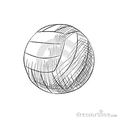 Vector illustration. Hand drawn doodle of leather volleyball ball. Sports equipment. Cartoon sketch. Decoration for greeting cards Cartoon Illustration