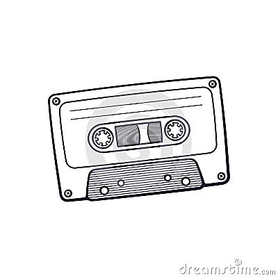 Doodle of retro audio cassette Vector Illustration