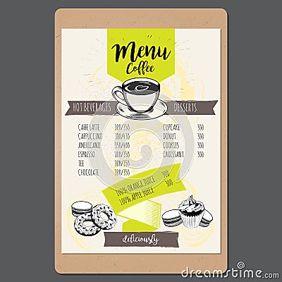 Vector illustration hand, drawn menu dessert Vector Illustration