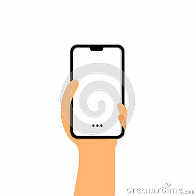 Vector and illustration of a hand holding a cell phone. accept chat. receive messages from friends Vector Illustration