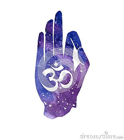 Hand with Om symbol Vector Illustration