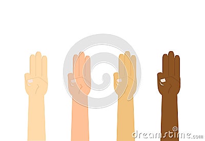 Vector illustration of hands gesturing a three finger like a symbolic Vector Illustration