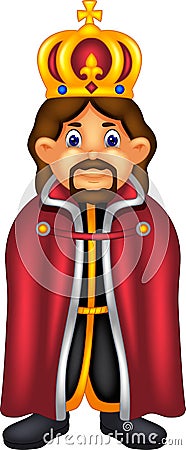 Handsome king cartoon standing with smile Cartoon Illustration