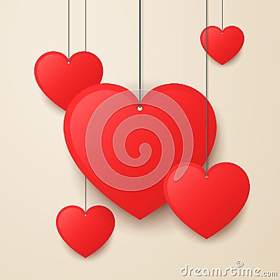 Vector illustration hanging valentines day heart Vector Illustration