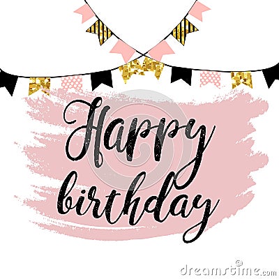 Vector illustration: Happy Birthday on white background. Typography design. Greetings card. Vector Illustration