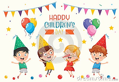 Vector Illustration Of Happy Children`s Day Vector Illustration