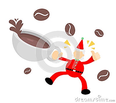 merry christmas santa claus and drink coffee beverage cartoon doodle flat design vector illustration Vector Illustration