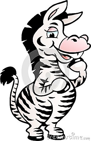 Vector illustration of an Happy Cute Zebra Horse Vector Illustration