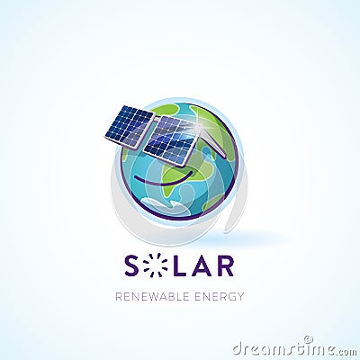 Vector illustration of a happy Earth character solar panels for sunglasses Vector Illustration