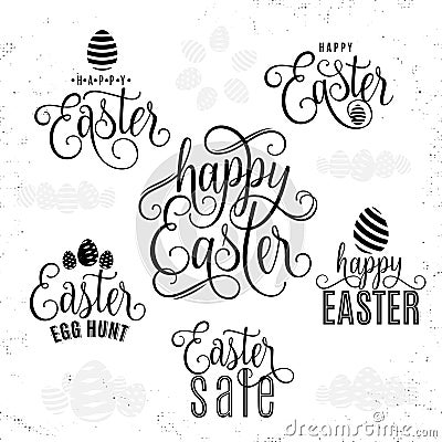 Vector illustration of happy easter lettering typography greeting text sign Vector Illustration
