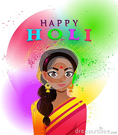 Vector illustration of Happy Holi traditional indian festival. Vector Illustration