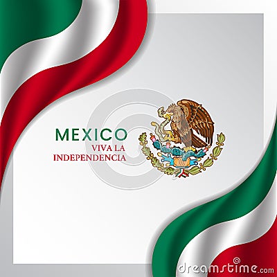 Vector illustration of happy Mexico independence day with waving flag Vector Illustration