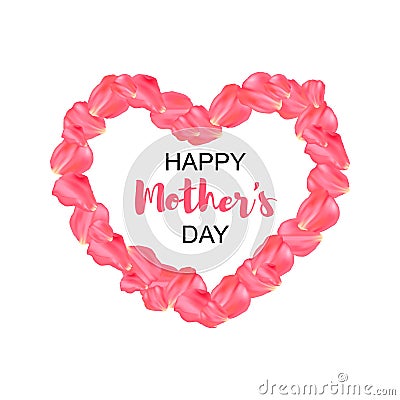 Happy mothers day poster with petal rose design Vector Illustration