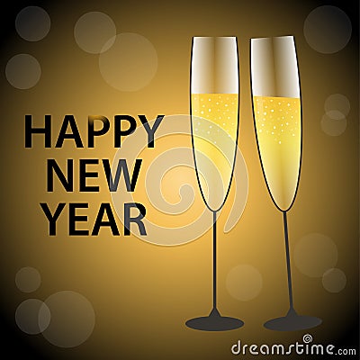 Vector illustration of happy new year gold and black collors Vector Illustration