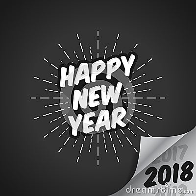 Vector Illustration of Happy New Year 2018 with Vanishing 2017 and 2019 with Bright Background - Vector Illustration