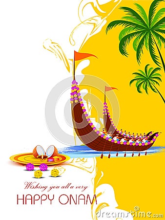 Happy Onam background for Festival of South India Kerala Vector Illustration