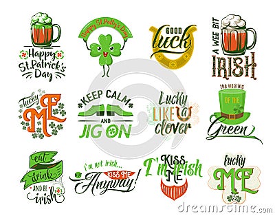 Vector illustration of happy Patrick day logo set Vector Illustration