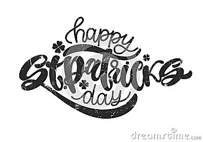 Vector illustration of Happy Saint Patrick`s Day logotype. Hand sketched Irish celebration design. Beer festival lettering typogr Cartoon Illustration