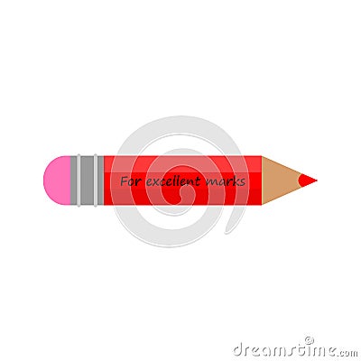 Vector illustration. Happy teacher`s day. Pencil icon with lettering on white background. Vector Illustration