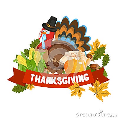 Vector Illustration of a Happy Thanksgiving Celebration Design. Vector Illustration
