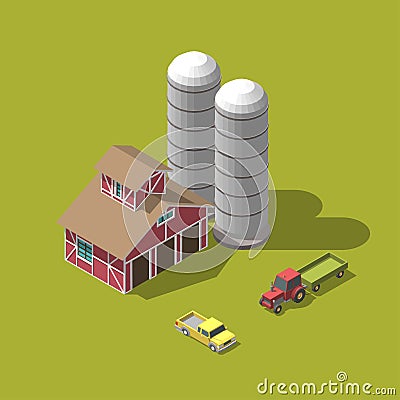Vector illustration. Harvesting wheat. isometric Vector Illustration
