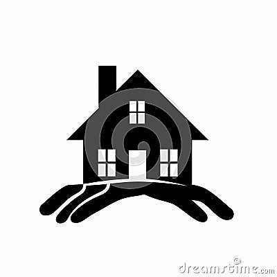 Black silhouette, tattoo of a hause on white background. Vector Vector Illustration