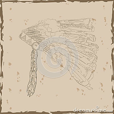 Vector illustration of a headdress Indian chief Vector Illustration