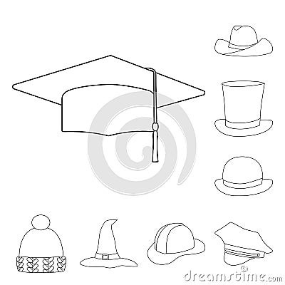 Vector design of headgear and napper icon. Collection of headgear and helmet stock symbol for web. Vector Illustration