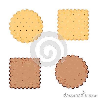 Vector Illustration. Health cracker. Chocolate cracker. Isolated cookie: circle, square. Icon for design product shop, poster in Vector Illustration