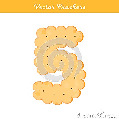 Vector Illustration. Health cracker. Isolated cookie: figure five. Icon 5 Stock Photo