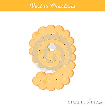 Health cracker.Isolated cookie: figure nine Vector Illustration