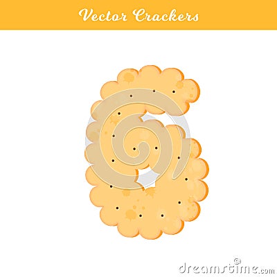 Health cracker.Isolated cookie: figure six Vector Illustration