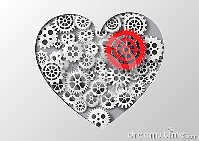 Vector illustration heart and gear. Vector Illustration