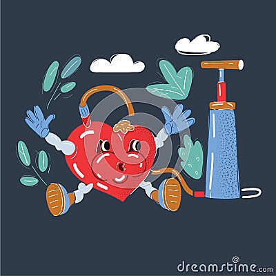 Vector Illustration Of And Heart With Pumper Feel Pressure On Dark