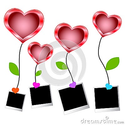 Vector illustration with heart tree and polaroid photos. Valentine`s concept Vector Illustration