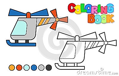 Vector illustration of a helicopter. Coloring book for children. Simple level Vector Illustration