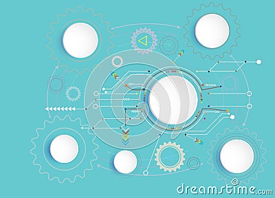 Vector illustration Hi-tech digital and engineering telecoms technology concept Cartoon Illustration