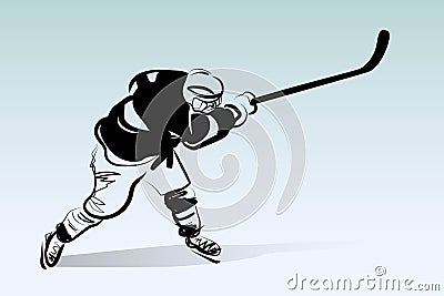 Vector illustration of hockey player Vector Illustration